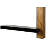 MASSIVMOEBEL24.DE Wohnwand schwebend Wildeiche 251x49x140 natur geölt /schwarz lackiert STARNBERG #09