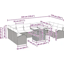 vidaXL Garten-Lounge-Set 11-tlg. braun
