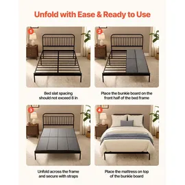 Vevor Bunkie Board Queen Size, 204x153 cm Faltbares Matratzenstützbrett mit Klettbändern, PP-Kern mit 600D Oxford-Gewebe, Anti-Durchhängen für Metallrahmen, Etagenbetten &