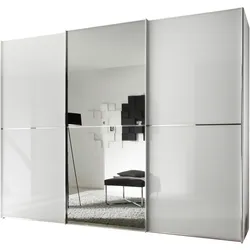 Schwebetürenschrank STAUD "Sinfonie Plus, edles Design in hochwertiger Qualität, Made in Germany", weiß (alpinweißglas), B:298cm H:240cm T:68cm, Holzwerkstoff, Schränke, Mit kombinierter Glas-Spiegel-Front, viele Varianten