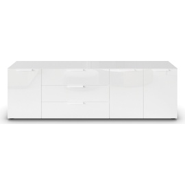 RAUCH Kommode »Flipp«, 3-türig, 3 Schubladen, Soft-Close-Funktion, Oberboden und Front Glas, weiß