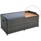 Sitzbank Gartenbank mit Auflagenbox Rattan Kissentruhe Polyrattan Anthrazit-Grau