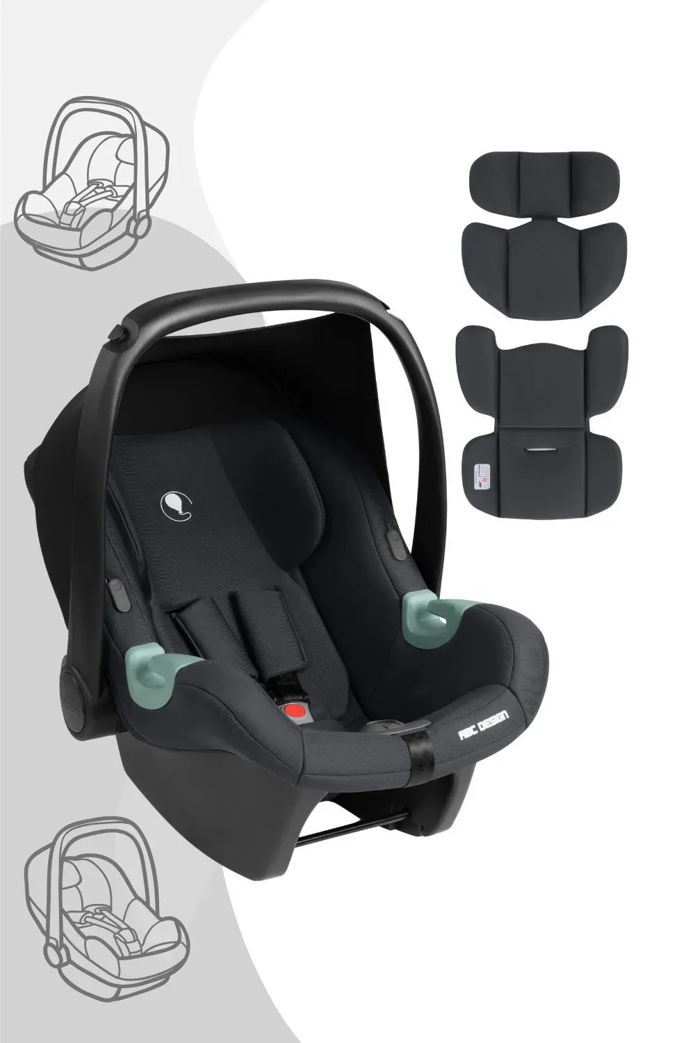 ABC Tulip Babyschale i-Size / 0 bis ca. 13 kg, Farbe Kinderwagen: Camel