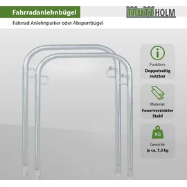 Baumarktplus Fahrradständer 2er Set Typ U 114 x 78 cm Ø 49 mm grau