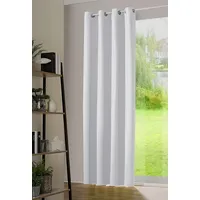 heimtexland ® Thermo- Verdunkelungsgardine Ösenschal Vorhang Verdunkelnd Isolierend Blickdicht Verdunklungsvorhang HxB 245x135 Grau Weiß Typ139