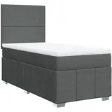 vidaXL Boxspringbett mit Matratze Dunkelgrau 100x200 cm Stoff