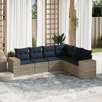 vidaXL Gartensofa-Set 6-tlg. grau Polyrattan