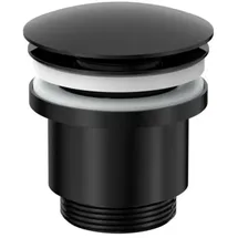 Herzbach LIVING PUSH Ablaufventil mit/ohne 11.462500.1.12 Staufunktion, rund, Schwarz matt