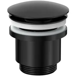 Herzbach LIVING PUSH Ablaufventil mit/ohne 11.462500.1.12 Staufunktion, rund, Schwarz matt
