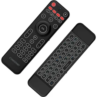 Orbsmart AM-1 Pro kabellose Airmouse Fernbedienung mit Mini-Tastatur Deutsch (QWERTZ) | beleuchtet | Gyro-Maus | 2.4 GHz | Mikrofon