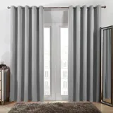 Thermovorhang mit Ösen 100 x 100 cm Thermo Vorhang Kälteschutz Blackout Verdunkelungsvorhänge für Schlafzimmer 2Er Set für Schiene Blackout Curtains, Hellgrau