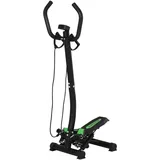 Homcom Stepper Sidestepper mit Haltegriff Trainingsbänder Heimtrainer LCD Display Stahl, - Schwarz