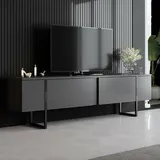 Dmora Fernsehschrank Centaurus, Ständer für Wohnzimmerfernseher, Niedriges Wohnzimmer-Sideboard, TV-Ständerbasis, 180x30h50 cm, Anthrazit und Schwarz