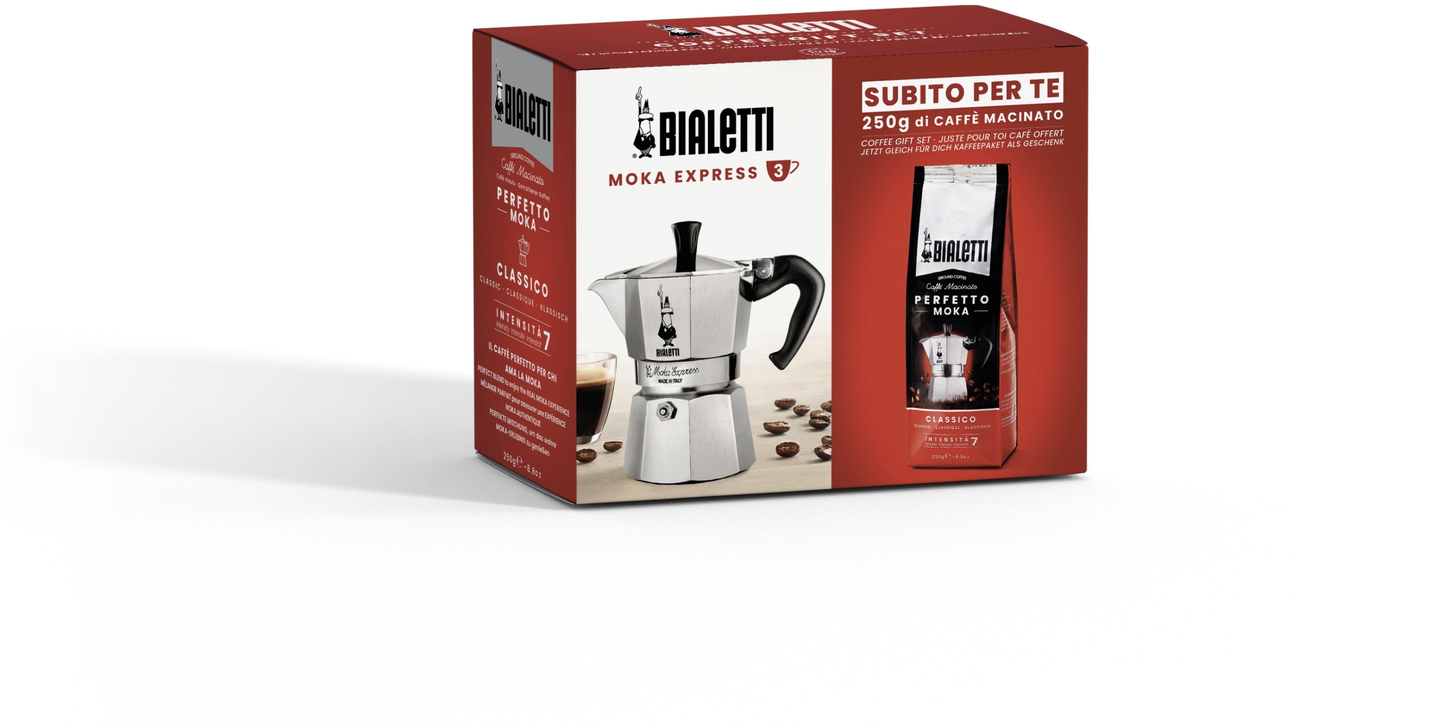 Espressokocher BIALETTI Geschenkset (LBH 14x10x17 cm) - grau