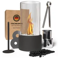 Monster24 Bioethanol Tischkamin Rund – Indoor & Outdoor Tischfeuer – 4h Brenndauer – Verstellbare Flamme – 31x16x16 cm – 2 Flammenringen ... - Schwarz