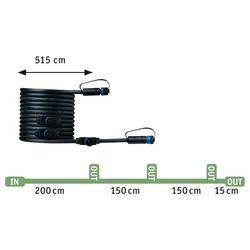Paulmann 94596 Plug & Shine 5 Meter Kabel IP68 2x1,5qmm Schwarz