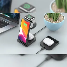 Wisam Wisam® 3 in 1 Multifunktion 15W QI Ladestation Airpods Pro Apple Watch iPhone 12