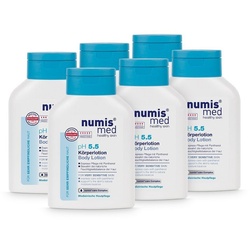 numis med Körperlotion Bodylotion ph 5.5 für empfindliche Haut – Körperlotion vegan 6x 200 ml, 6-tlg.