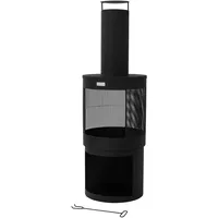 ML-Design Gartenkamin mit Schornstein 131x45 cm Schwarz Stahl Outdoor