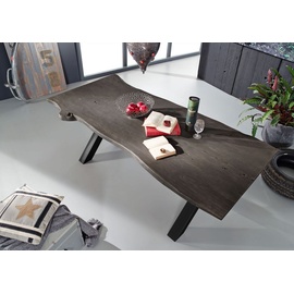 MASSIVMOEBEL24.DE Esstisch Akazie 240x100x76 grau lackiert IRON LABEL #118 - Grau