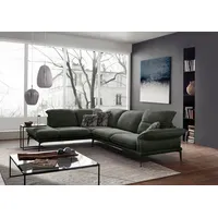 W.SCHILLIG Ecksofa sherry, Designsofa mit tollem Sitzkomfort, elegant und zeitlos, L-Form, mit Kopfstützenverstellung, Winkelfüße in Schwarz, Breite 302 cm grau