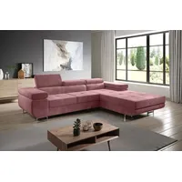FurMeb24 MANDANA Ecksofa, Form L, modernes Sofaset, Schlafsofa, Schlafsofa mit Schlaffunktion, groe Kissen und Bettkasten, Sofa fr Wohnzimmer - rose - Rosa