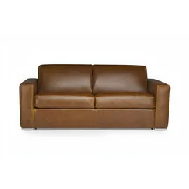 vente-unique Schlafsofa mit Matratze 3-Sitzer - 100% Büffelleder - Vintage-Optik - Matratze 13 cm - DELECTEA II
