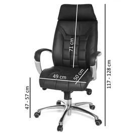 FineBuy Chefsessel Echtleder Schwarz