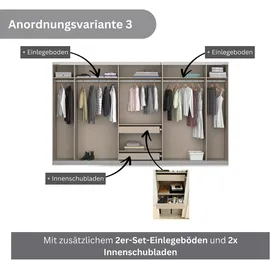 Rauch Schwebetürenschrank RAUCH "Kleiderschrank Schrank Garderobe KOLUNA mit Glastüren und Spiegel", grau (seidengrau, glas seidengrau), B:360cm H:210cm T:62cm, Holzwerkstoff, Schränke, Schwebetürenschrank, inkl.