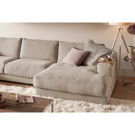 KAWOLA Wohnlandschaft U-Form Madeline Cord Longchair rechts taupe