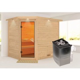 KARIBU Sauna Tanami mit Ofen intergrierte Stg.LED-Dachkranz Natur