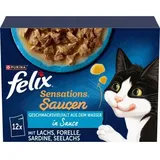 felix® Katzen-Nassfutter Sensations Saucen Geschmacksvielfalt aus dem Wasser 12x 85,0 g