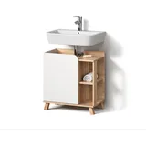 livinity Livinity® Waschbeckenunterschrank Marano, Sonoma/Weiß, 60 x 65 cm mit Tür und offenen Fächern