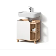 livinity Livinity® Waschbeckenunterschrank Marano, Sonoma/Weiß, 60 x 65 cm mit Tür und offenen Fächern