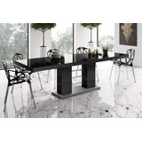 Design Esstisch Tisch HE-111 Schwarz - Grau Hochglanz ausziehbar 160 bis 260 cm - Schwarz