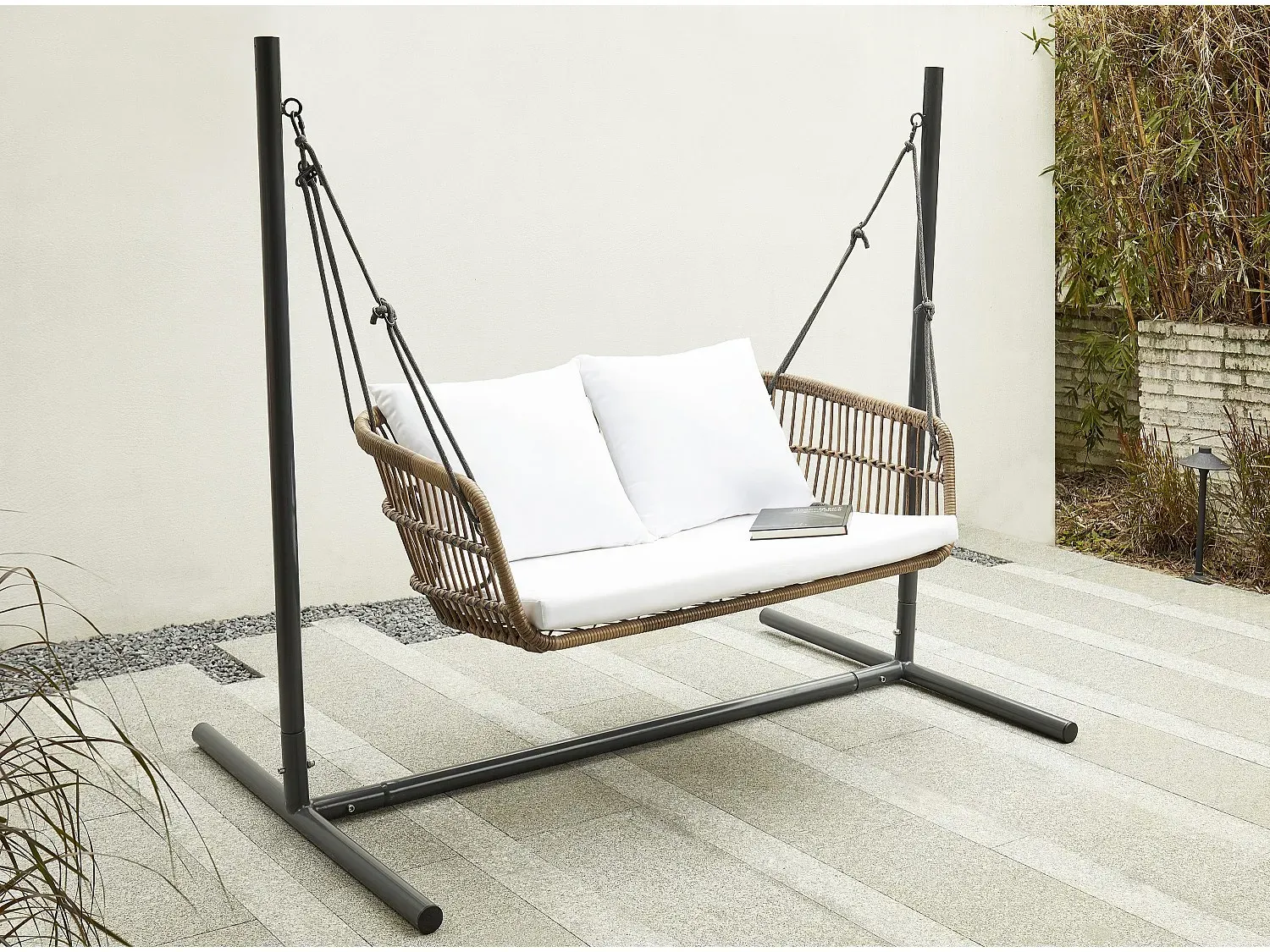 Gartenschaukel 2-Sitzer - Polyrattan - Helle Naturfarben - NUVEA von MYLIA