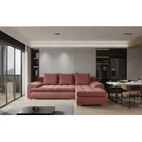 Ecksofa Sofa HECKTOR mit Schlaffunktion Stoff Castel Lachs Ottomane Rechts