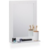 Badspiegel, Wandspiegel mit Ablage, Rahmen, rechteckiger Badezimmerspiegel, H x B x 55 x 40 x 12 cm, weiß, Faserplatte 50% Glas