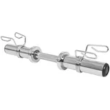Gorilla Sports GORILLA SPORTS® Kurzhantelstange - Olympia, Ø 50mm, Einzeln, mit 2 Federverschlüssen, bis 136kg Belastbar, rutschfest, Griff gerändelt, aus Chrom, Silber - Hantelstange, Kurzhantel, Hantelgriffe