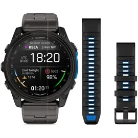 Garmin D2TM Mach 2 BT 51 mm Titaniumgehäuse Carbon Grau Sportarmband schwarz M