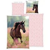 Herding Young Collection Kinderbettwäsche Pferd 70x90cm, 140x200cm - rosa|pink - 70x90/140x200cm