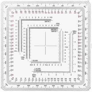Tragbares Koordinatenlineal, Koordinatenskala, Kartenlese- und Winkelmesser-Vorlage für taktische Schilder, Kartenwinkelmesser für genaue Vermessungs- und Kartierungsaufgaben (Stil E)
