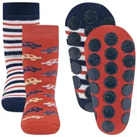 Ewers Stoppersocken 2er-Pack Autos/Ringel blau/rot, 19/22