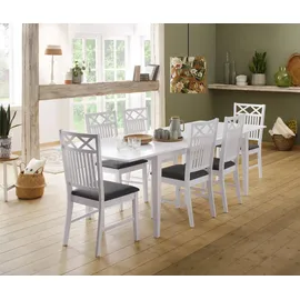 Home Affaire Esszimmerstuhl Fullerton, Holzstuhl 49x97x52 cm, 2 St., Webstoff, Massivholz, grau (weiß, grau, weiß) Esszimmerstuhl Holzstuhl Küchenstuhl Küchenstühle (15245920-0)