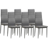 Albatros Esszimmerstühle MILANO 6er Set, Grau - Polsterstuhl mit Kunstleder-Bezug, Modernes Stilvolles Design am Esstisch - Küchenstuhl oder Stuhl