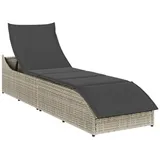 vidaXL Klappliege mit Auflage und Stauraum Hellgrau Poly-Rattan