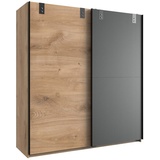 Lomadox Kleiderschrank Schwebetürenschrank, Eiche graphit, Kleiderstange Schlafzimmer