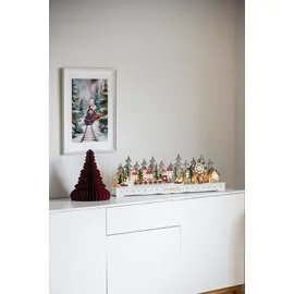 Konstsmide LED Holzsilhouette Weihnachtsdorf, 6h Timer, warmweiße Dioden, batteriebetrieben, Innen,schwarzes Kabel - Weiß