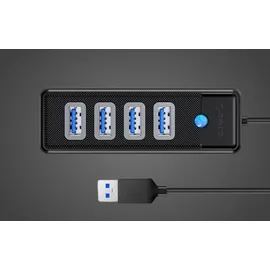 COFI Orico PW4U-U3-015-BK-EP Hub Adapter USB auf 4x USB 3.0, 5 Gbps, mit 4 USB 3.0-Anschlüssen 0,15m Schwarz