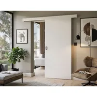 Schiebetür YORK MATT schwarzer Kunststoffgriff - Weiß